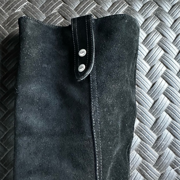 UGG JOSIE TALL BOOTS BLACK SUEDE HEELS ADULT SIZE 8 - Picture 2 of 7